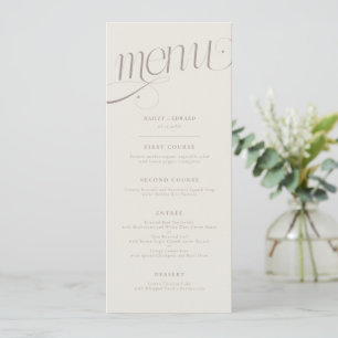 Menu Cardápio de Casamento Elegante Redemoinho Bege