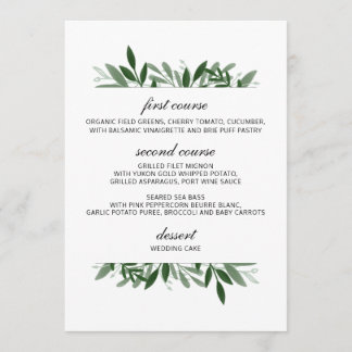 Menu Cardápio de Casamento Elegante Vegetação