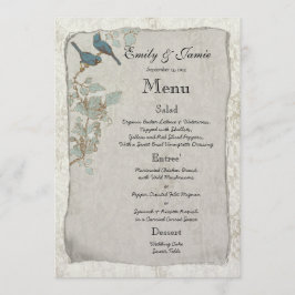 Menu Cardápio de Casamento Elegante Vintage Azul Petról