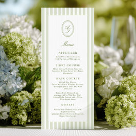 Menu Cardápio de Casamento Elegantes Listras Verdes