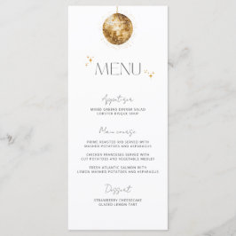 Menu Cardápio de casamento em bola de discoteca dourada