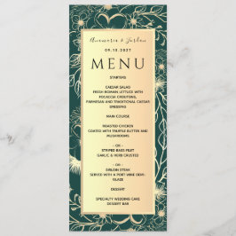 Menu Cardápio de Casamento em Folha de Ouro de Luxo