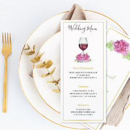 Menu Cardápio de Casamento em Formato Reto de Taça de V