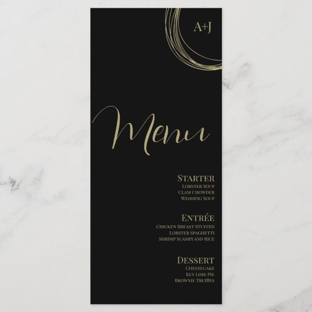 Menu Cardápio de Casamento em Grafite com Letra Elegant (Frente)