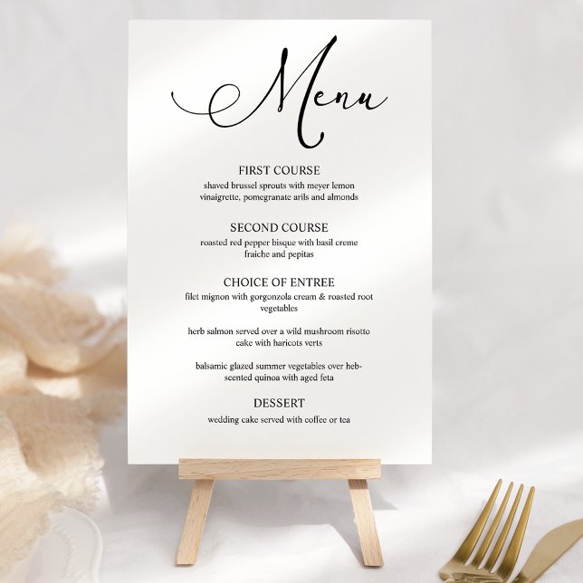 Menu Cardápio de Casamento em Letra Simples Moderna Pre (Criador carregado)