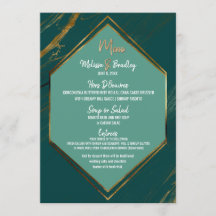 Cardápio de Casamento em Mármore Geométrico Dourad