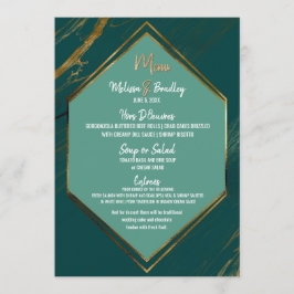 Menu Cardápio de Casamento em Mármore Geométrico Dourad