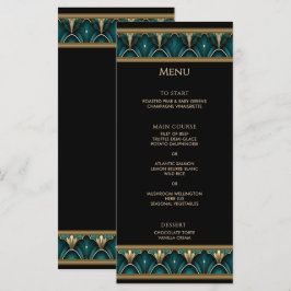 Menu Cardápio de Casamento em Moldura Dourada Art Déco 