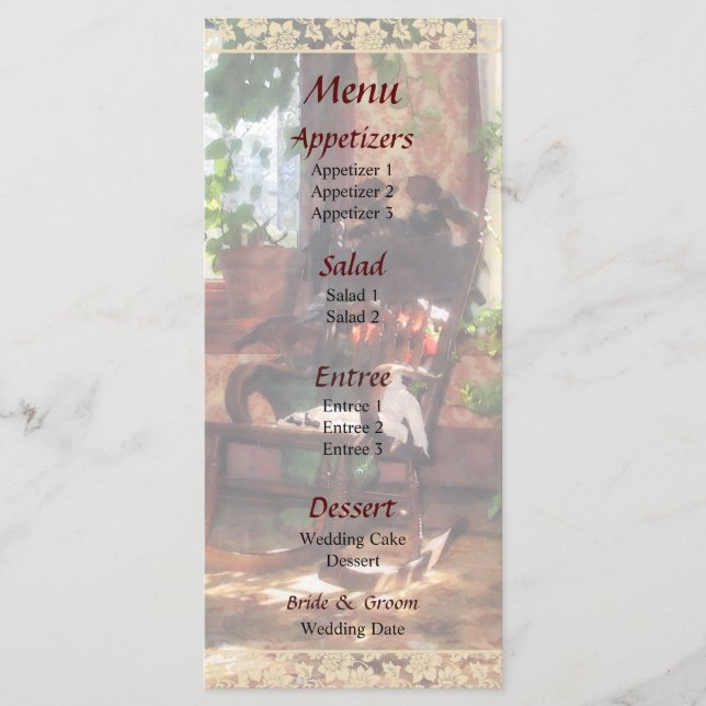 Menu Cardápio de Casamento em Sala de Estar Vitoriana c (Frente)