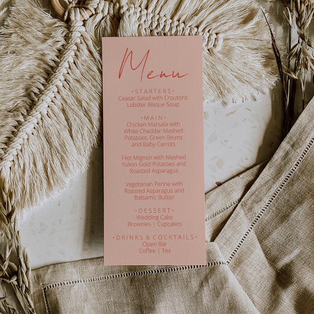 Menu Cardápio de Casamento Escrito à Mão em Laranja Ros (Criador carregado)