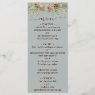 Menu Cardápio de Casamento Escrito Elegante Cinza de In