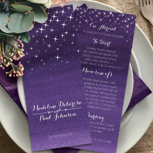 Menu Cardápio de casamento estrelado da noite do céu es