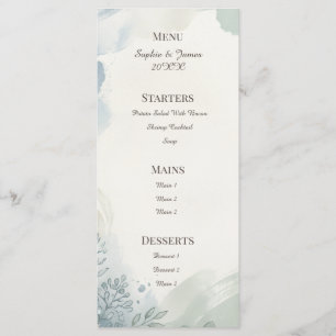 Menu Cardápio de Casamento Eucalipto Azul Cinza