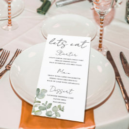 Menu Cardápio de Casamento Eucalipto Verde Sage Rústico