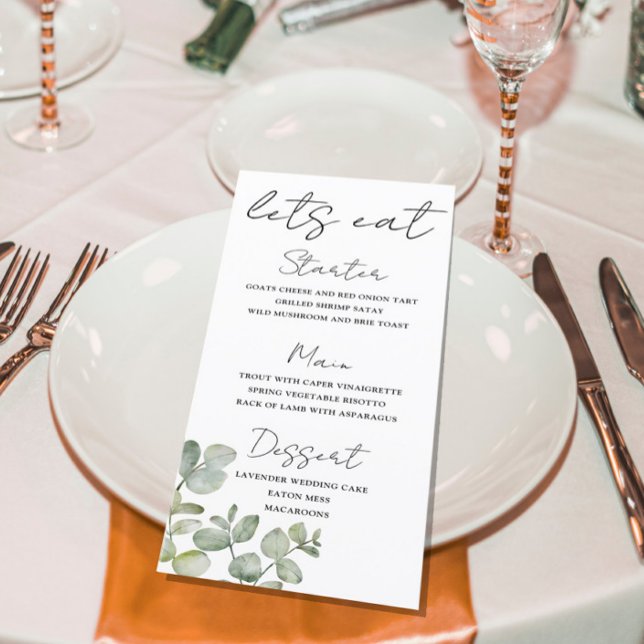 Menu Cardápio de Casamento Eucalipto Verde Sage Rústico (Criador carregado)
