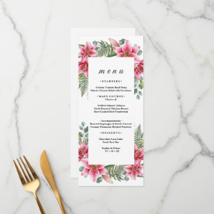 Menu Cardápio de Casamento Exótico Lírio Rosa Tropical