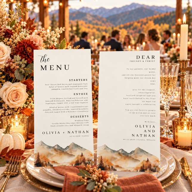 Menu Cardápio de Casamento Fall Mountain e Agradeciment (Criador carregado)