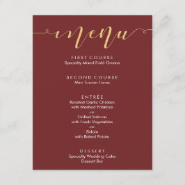 Menu Cardápio de Casamento Fancy Burgundy & Ouro