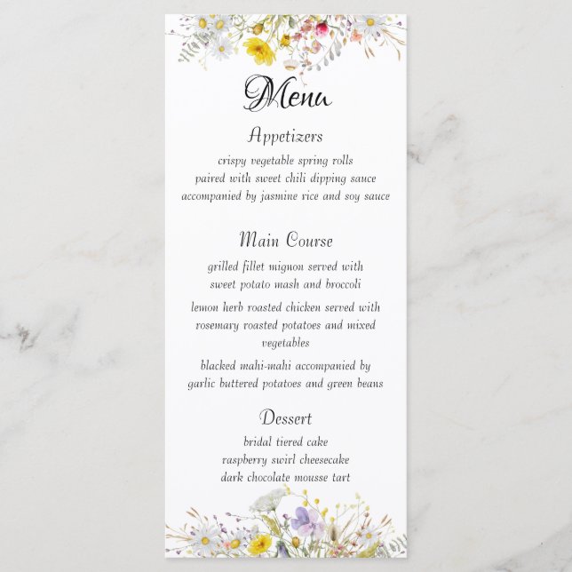 Menu Cardápio de Casamento Flor de Primavera (Frente)