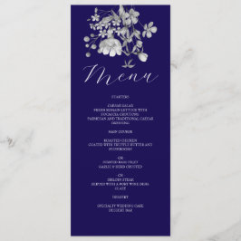 Menu Cardápio de Casamento Floral Azul Real