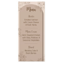 Cardápio de Casamento Floral Bege Elegante