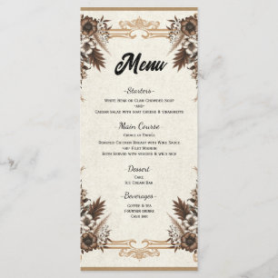 Menu Cardápio de Casamento Floral Boêmio Vintage Elegan
