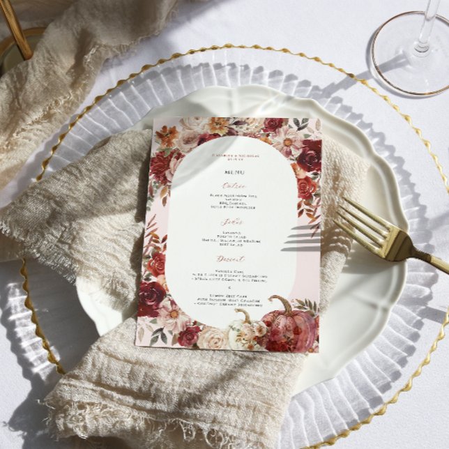 Menu Cardápio de Casamento Floral Boho Outono (Criador carregado)