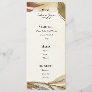 Menu Cardápio de casamento floral burgundy de outono