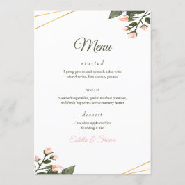 Menu Cardápio de Casamento Floral Cardápio de Casamento