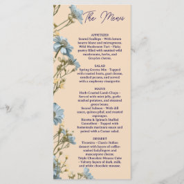 Menu Cardápio de Casamento Floral, Cardápio Minimalista