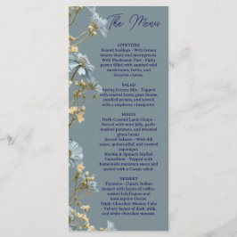 Menu Cardápio de Casamento Floral, Cardápio Minimalista