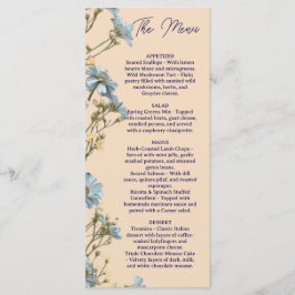 Menu Cardápio de Casamento Floral, Cardápio Minimalista