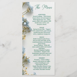 Menu Cardápio de Casamento Floral, Cardápio Minimalista