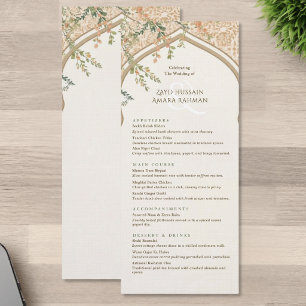 Menu Cardápio de casamento floral com arco islâmico ele