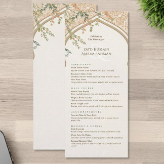 Menu Cardápio de casamento floral com arco islâmico ele