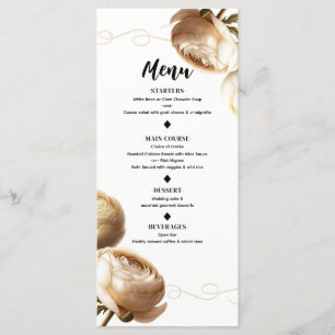 Menu Cardápio de Casamento Floral com Ranúnculo Creme e