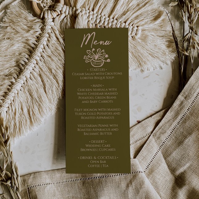 Menu Cardápio de Casamento Floral Creme de Campos de Gr (Criador carregado)