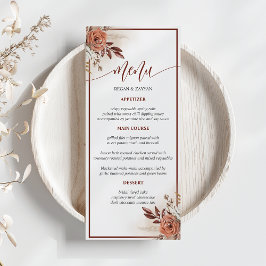Menu Cardápio de Casamento Floral de Grama de Pampas Te