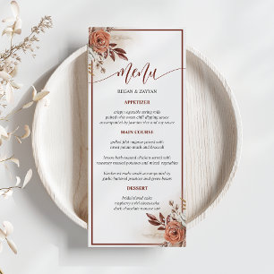 Menu Cardápio de Casamento Floral de Grama de Pampas Te