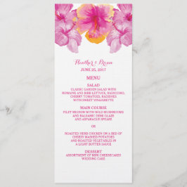 Menu Cardápio de casamento floral de hibisco escovado