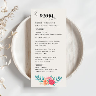 Menu Cardápio de Casamento Floral de Outono
