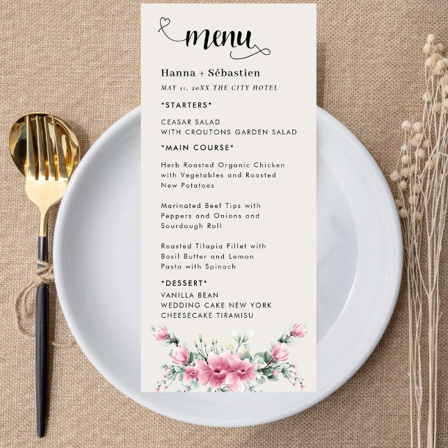 Menu Cardápio de Casamento Floral de Outono (Criador carregado)