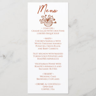 Menu Cardápio de casamento floral desenhado à mão em la