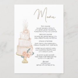 Menu Cardápio de Casamento Floral Elegante Rosa Boho Mo