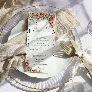 Menu Cardápio de Casamento Floral Moderno Elegante