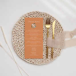 Menu Cardápio de Casamento Floral Pêssego Damasco