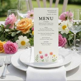Menu Cardápio de Casamento Floral Rosa Laranja de Flor