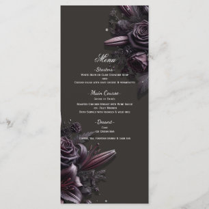 Menu Cardápio de casamento floral Rosa Lírio Roxo Preto