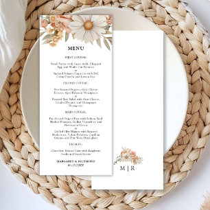 Menu Cardápio de Casamento Floral Rosa Poá Boho
