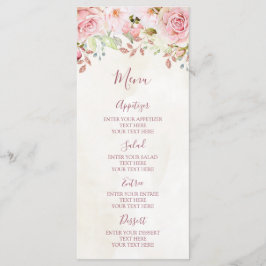 Menu Cardápio de Casamento Floral Rosa Vintage Primaver